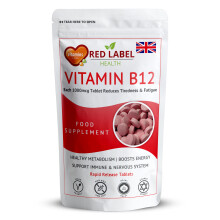 Red Label Health Vitamin B12 Tablets High Strength 1000mcg for Men & Women, Pack