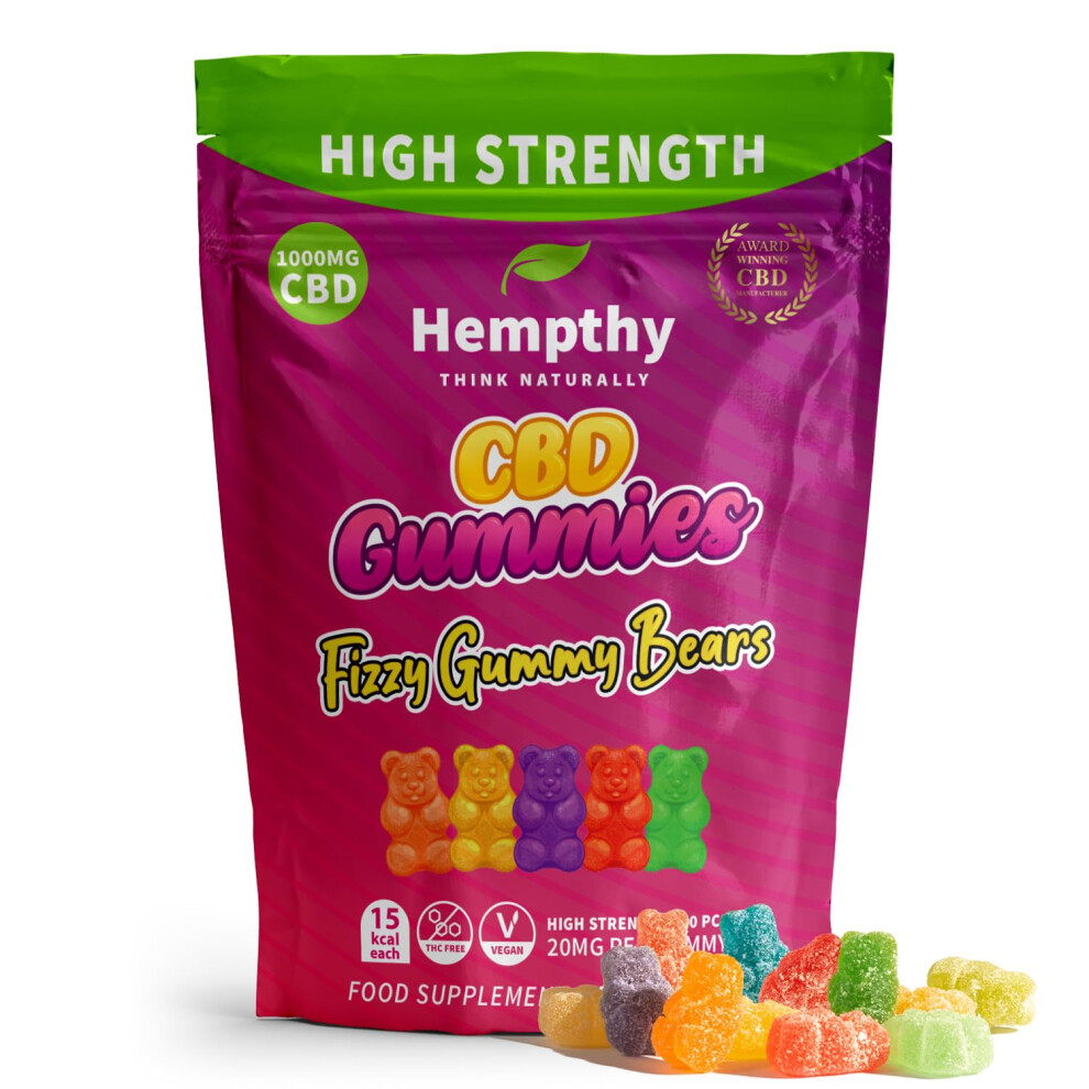 Hempthy High Strength Cbd Gummies 1000Mg, 20Mg X 50 Gummies, High Strength Cbd G