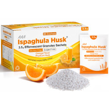 AAA Ispaghula Husk Orange Flavor – 30 Sachets |Natural High Fibre Drink | Efferv