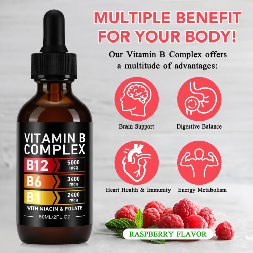 Vitamin B Complex Liquid Drops, 60ml High Strength B-Vitamin Complex Drops Vitam 2