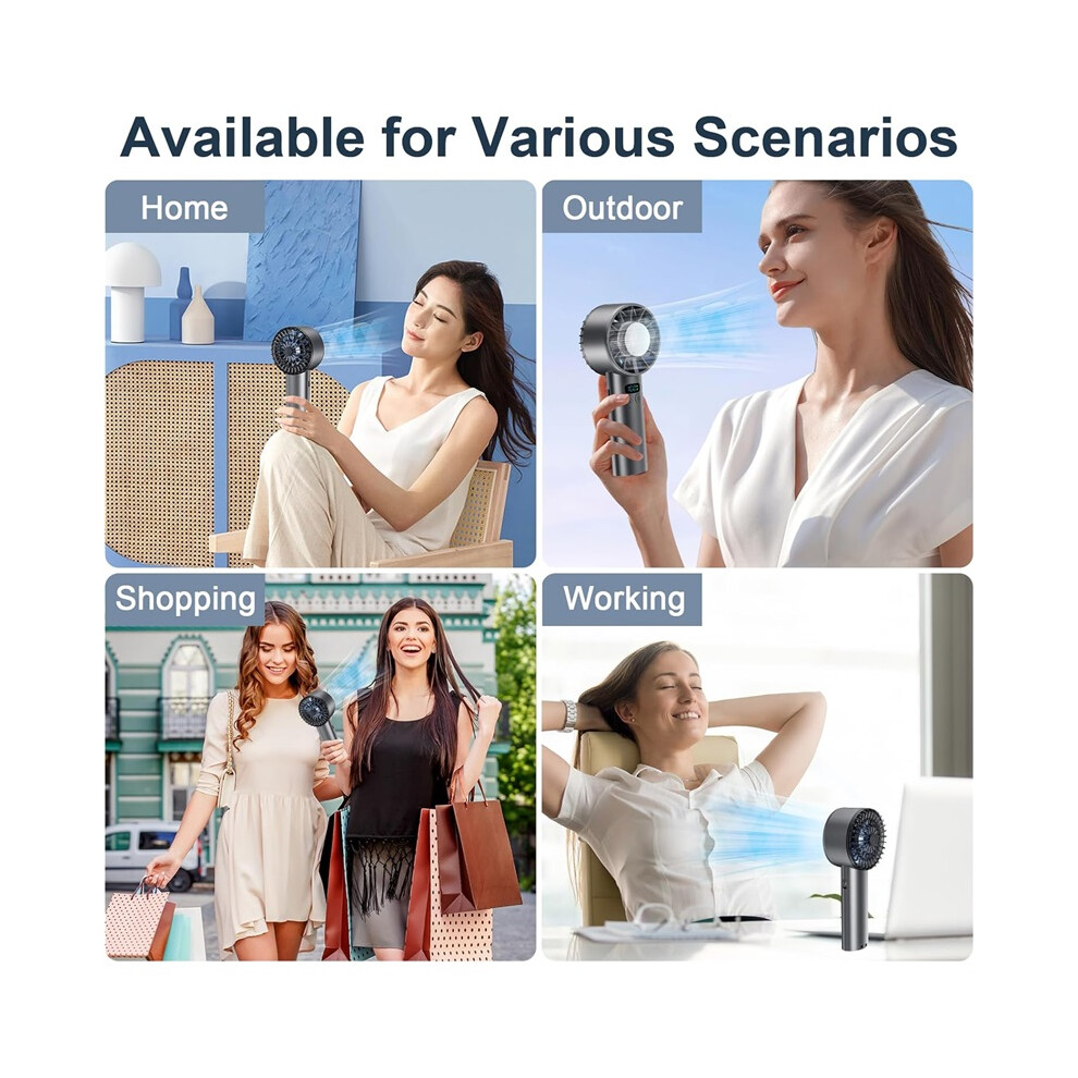 Handheld Ice Cooling Fan, 5200Mah Rechargeable Turbo Mini Personal Fan With Adjustable Speed Settings, Digital Display 8581299263083