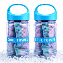 Kukyller Cooling Towel, 2PCS Cooling Towels with Storage Bottle Ice Towel Sweat