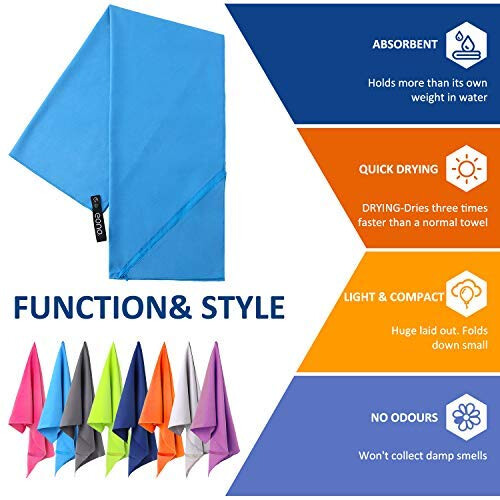 Eono Microfiber Towel, Ultra Absorbent, Quick Dry, Super Light and Compact 2