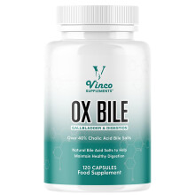 Vinco Ox Bile Acid Salts - 125mg x 120 Capsules - Gallbladder and Digestion Supp