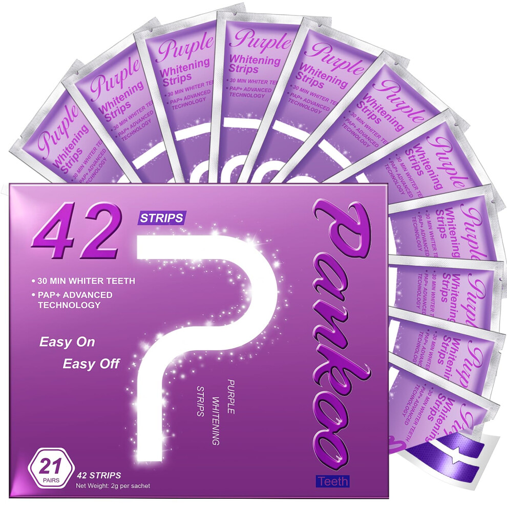 Photos - Toothpaste / Mouthwash PankooTeeth Purple Teeth Whitening Strips 21 Treatments, Helps Remove Surface St