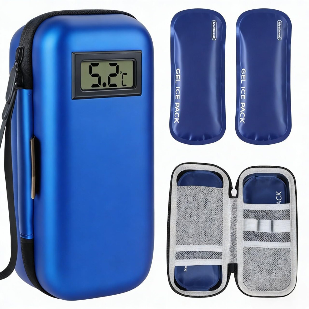 Medineed Insulin Cooler Travel Case, Refrigerated Medicine Travel Case With 2 Reusable Ic