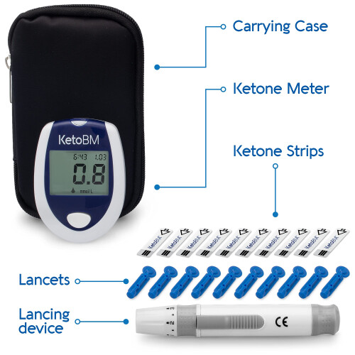 KetoBM Blood Ketone Meter Kit for Keto Diet Testing - Complete Test Kit with Mon 1