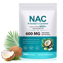 NAC Supplement 600mg N-Acetyl Cysteine with Coconut Oil for Potent Antioxidant,