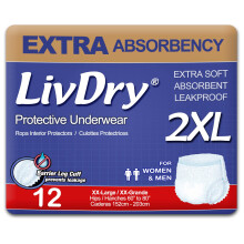 LivDry 2XL Adult Incontinence Underwear, Extra Absorbency Adult Diapers, Leak Pr