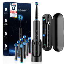 Electric Toothbrush for Adults & Kids, Rotating Toothbrush Rechargeable, 8 Brush Heads, 3 Intensities & 5 Modes, Travel Electric Toothbrush