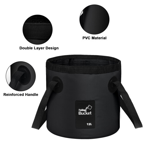 Folding Bucket - Foldable Camping Storage Container Collapsible Bucket 12L Porta 1
