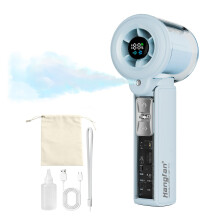portable Handheld Fan with Mist Spray,1-100 Speed Toggle Button & LED Digital di