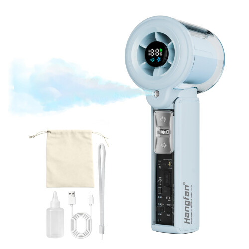 portable Handheld Fan with Mist Spray,1-100 Speed Toggle Button & LED Digital di