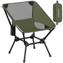SONGMICS Camping Chair, Lightweight Folding Beach Chair, Adjustable Height, Stee