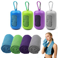 TRUEIN 4 Pcs Cooling Towel 90x30cm Ice Towel with Silicone Case Carabiner, Soft
