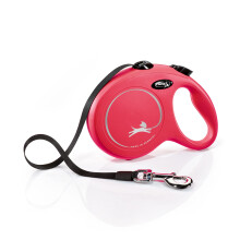 flexi Classic L | 5 m retractable tape leash for dogs up to 50 kg | Red | Retractable dog lead | Weight: 350 g | Dimensions: 12.9 x 18.8 cm