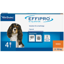 Virbac Effipro Spot-On Dog Flea Treatment - Vet Strength Tick and Flea Killer for Small Dogs 2kg-10kg - Pack of 4 Pipettes