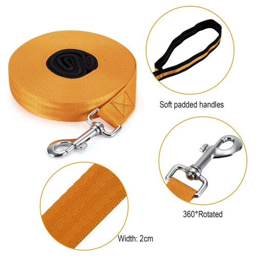 Vivifying Dog Training Lead - 32ft/10m Nylon Training Leash for Pet Tracking & Obedience (Orange) 1