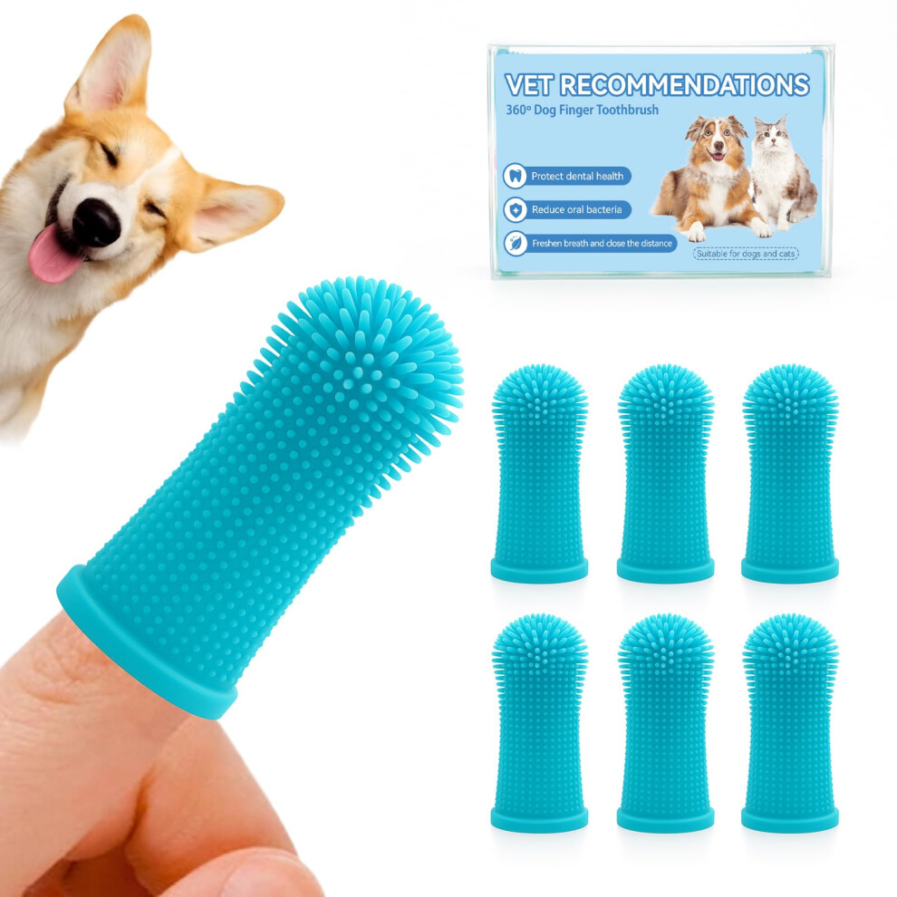 Aujzoo Dog Toothbrush Set (6 Packs), 360Âº Pets Teeth Cleaning Toothbrush For Dogs Cats Teeth Cleaning,Silicone Finger Teeth Brush