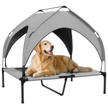 PawHut Cooling Raised Dog Bed w/Breathable Mesh, for M, L Dogs - Light Grey