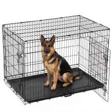 Dog Crate Extra Large Dog Puppy Pet Cage with 2 Doors (Front & Side), Large Dog Crate with Removal Tray,Folding Metal Pet Dog Puppy Training