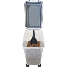 HH Home Hut 20L Clear Pet Food Container on Wheels Dog Cat Animal Storage Bin 10KG Dry Feed Including Air Tight Seal and Food Scoop