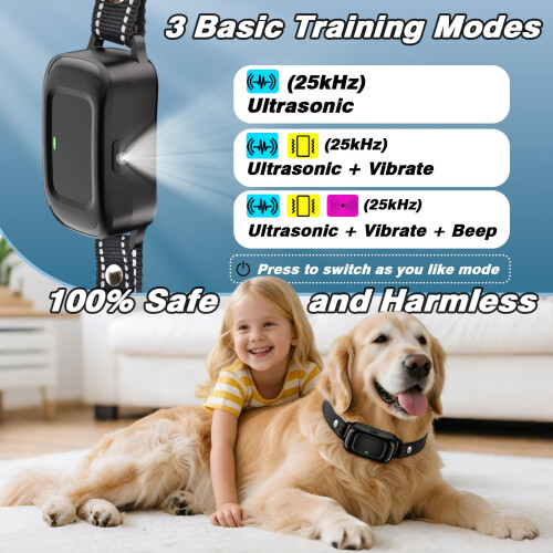 Anti Barking Collars, Non-Shock Dog Barking Device Collar with 3 Modes IPX7 2