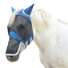 Gallopoff Fine Mesh Horse Fly Mask with Ears and Nose - UV Protection & Adjustable Fit Equine Fly Masks Summer Royal Blue Pony