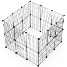LANGXUN DIY Small Animal Park, Pet Playpen with Door, Guinea Pig Cages | Portable Metal Wire Yard Fence for Indoor and Outdoor (43 x 32 24 PCS)