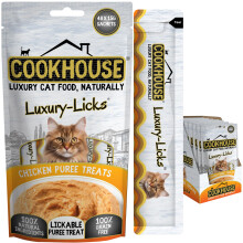 COOKHOUSE Luxury Licks Lickable Cat & Kitten Treats - Chicken - 48 x 15g Sachets - Soft & Creamy Puree - Healthy & Grain Free - 100% Natural