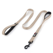 Plutus Pet Double Handle Dog Lead 1.8m, Heavy Duty, Reflective Dual Handle Dog Lead for Safety Training, for Medium Large Dogs,2 Handle Leads(Beige)