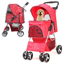 JupiterJX Dog Stroller with Rain Cover, Pet Pram for Small Medium Dogs, Dog Buggy with Storage Basket Cup Holder, Cats Dogs Pushchair, Foldable Pet P