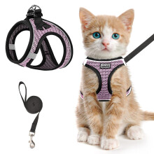 Cat Harness and Leash for Walking Escape Proof, Adjustable Kitten Vest Harness Reflective Soft Mesh Puppy Harness for Outdoor, Comfort Fit