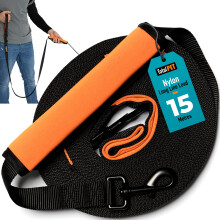 Total Pet 15m Training Lead for Dogs & Puppy - Long Line Leash With Control Handle For Recall/Obedience Training