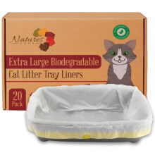 Nature's Zone XL Cat Litter Tray Liners - Biodegradable Drawstring Bags 20 Pack - Extra Large 10045cm - Strong, Tear-Resistant HDPE + EPI