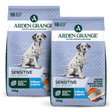Arden Grange Sensitive grain free puppy/junior ocean white fish & potato 2 x 12kg