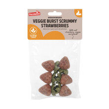 Rosewood Veggie Burst Scrummy Strawberries - Treat and Gnaw, Made with Natural Grasses and Vegetables, Boredom Breaker Treats for Rabbits, Guinea Pig