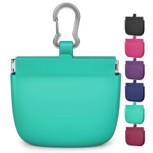 Gobeigo One-Hand Access Silicone Dog Treat Pouch, Small Pocket Sized Training Pouch with Pull Tab & Auto Closing Lid for Easy Pet Training & Walking