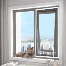 Custom Size Cat Safety Net Window Screen for Cats, Self-Adhesive Netting Anti-Mosquito Insect, Window Mesh with Zipper, Window Protection Ne