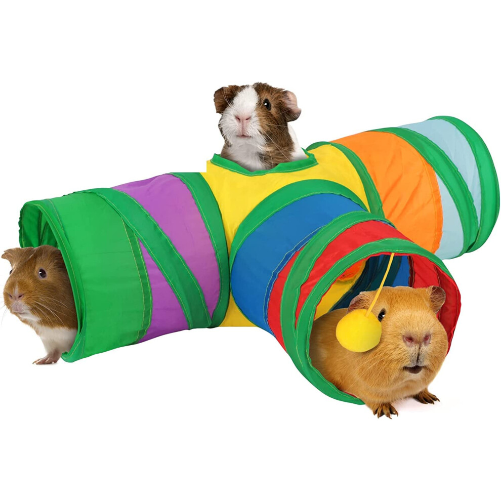 Photos - Rodent Toy HYLYUN Guinea Pig Tunnels & Tubes Collapsible, 3 Way Tunnels Hides Toys, Portable Small Animal Hideout Hideaway Pet Toys Tun