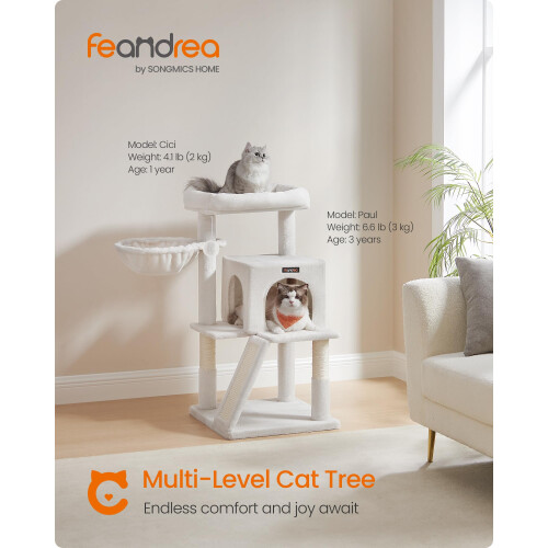 FEANDREA Feandrea Cat Tree Tower, Widened Perch for Large Cats, Cream White PCT051T01V1 2