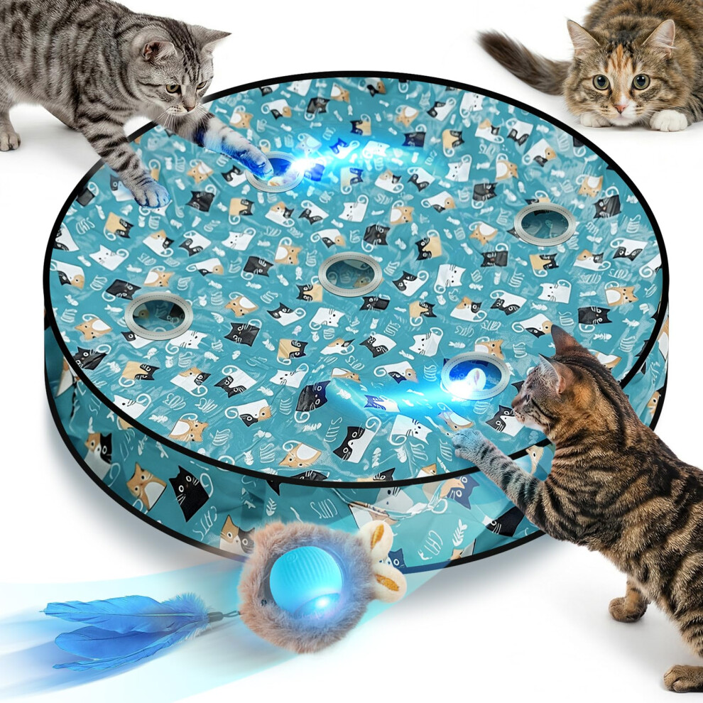 Dollgift Interactive Cat Toys For Indoor Cats Adult Kitten, Automatic Moving Ball Hide And Seek Cat Toy With Feather Tail, Mouse Squeaky, To