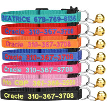 Custom Cat Collar, Personalized Breakaway Cat Collar with Bell & Embroidered ID Pet Name & Phone Number (2PCS)