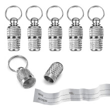 6 Packs Pet id Tags, Brass Pet Tube Tag Cat Name Tags Barrel Silver Anti-Lost Dog Cat id Tag for Collar with Address Name Label