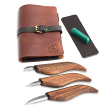 [Beavercraft] S15X Starter Chip and Whittle Knife Set (C6x + C15x + C16x + Honing Acc) In Genuine Leather Roll