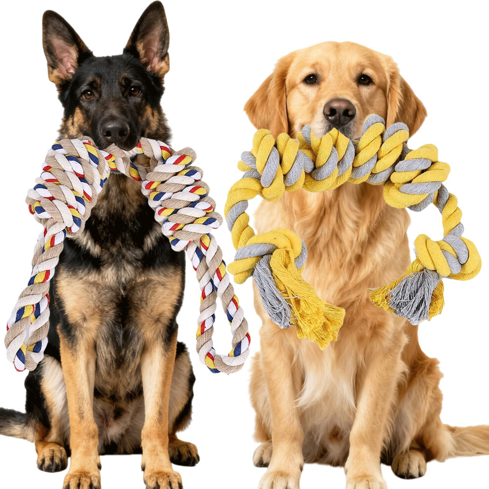 Speedy Panther Dog Rope Toys For Large & Medium Dogs, 2 Pack 60Cm Tug Of War Toy For Aggressive Chewers, 100% Cotton Rope Toy, Indestructible Dog Che 5004320642846