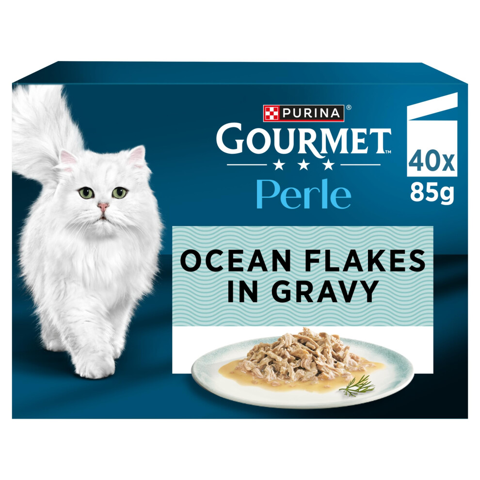Gourmet Perle Ocean Flakes Cod, Salmon, Plaice, Saithe Wet Cat Food 40x85g - Image 3