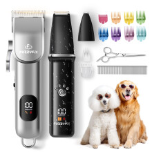 FuzzyFix Dog Grooming Kit 3 in 1,Dog Clippers Professional for Thick Hair with Cordless,Pet Grooming Kit with Waterproof Paw Trimmer,for Full-Body,Bl