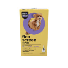 Pet Shield Flea Screen Combo Small Dogs, 3 Pipettes - Spot-On Flea Treatment for