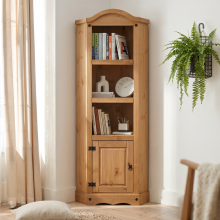 Corona Corner Display Unit Bookcase Solid Pine Furniture